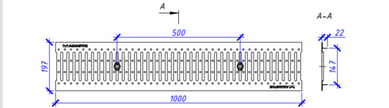 Водоотводная решётка штампованная DN150 оцинкованная, класс нагрузки А15 1000х197х22 (31541А)