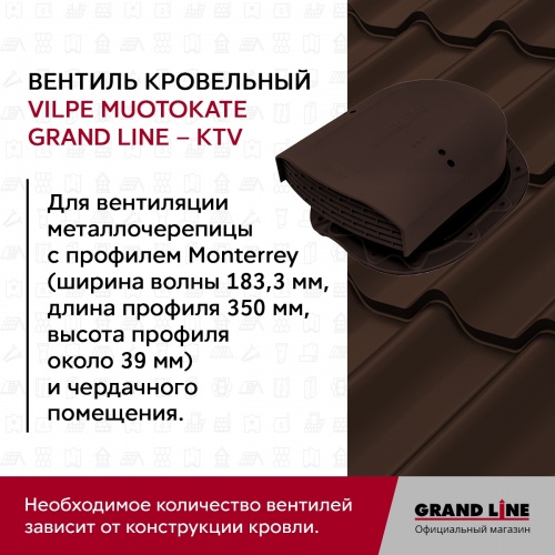 Кровельный вентиль Muotokate Grand Line - KTV шоколадный
