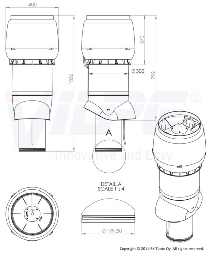 Eсo250P/Ø200/500 ВЕНТИЛЯТОР Vilpe кирпичный