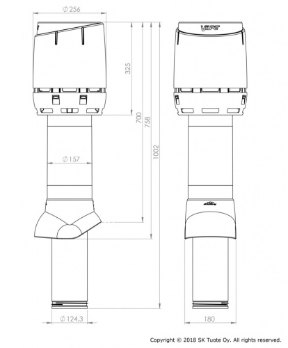 FLOW 125/160/700 ИЗ вент.выход светло-серый
