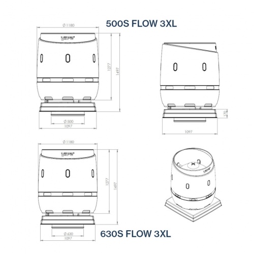 FLOW 630S 2XL вент. выход + основание 970x970 черный