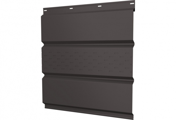 Софит металлический Классик в02 Grand Line центральная перфорация 0,45 ПЭ с пленкой NL 805 серо-коричневый гефест