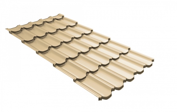 Металлочерепица квинта плюс Grand Line c 3D резом 0,45 PE RAL 1014 слоновая кость