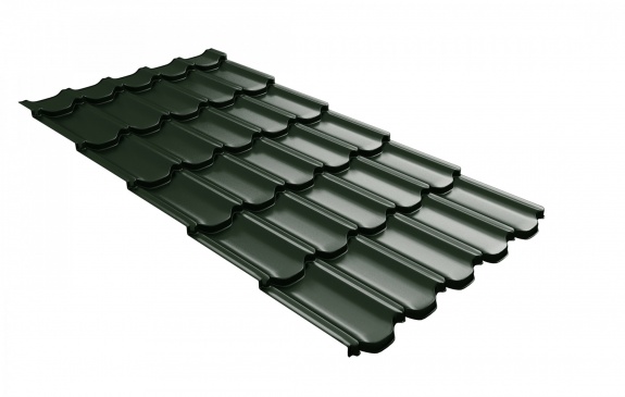 Металлочерепица квинта плюс Grand Line c 3D резом 0,5 GreenСoat Pural RR 11 темно-зеленый (RAL 6020 хромовая зелень)