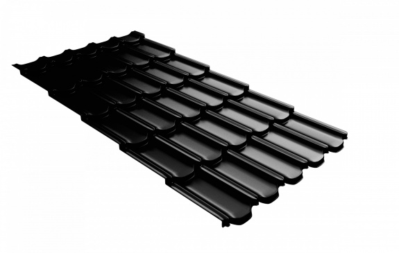 Металлочерепица квинта плюс Grand Line c 3D резом 0,5 GreenCoat Pural BT, matt RR 33 черный (RAL 9005 черный)