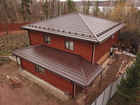 Металлочерепица модульная квинта Uno Grand Line 0,5 Satin RAL 8017 шоколад