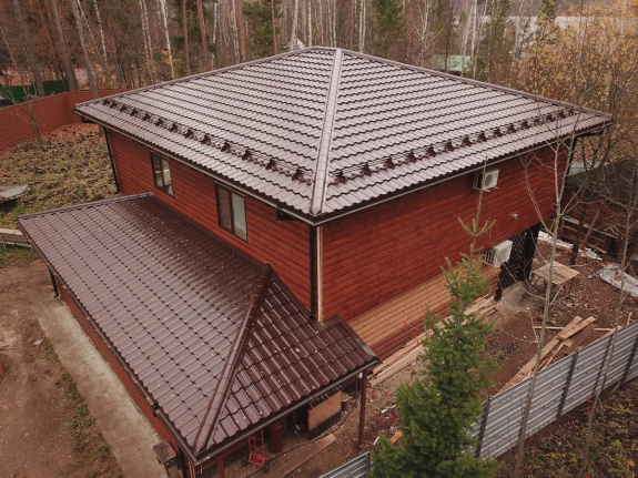 Металлочерепица модульная квинта Uno Grand Line 0,5 Satin RAL 8017 шоколад