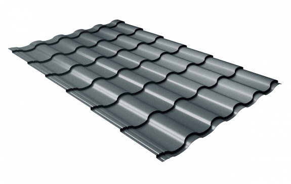 Металлочерепица кредо Grand Line 0,5 GreenCoat Pural BT, matt RR2Н3 (RAL 7016 антрацитово-серый)
