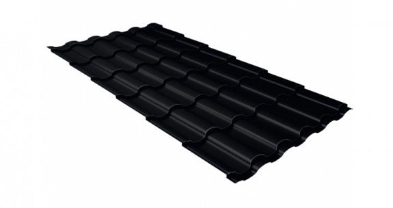 Металлочерепица кредо Grand Line 0,5 GreenCoat Pural BT, matt RR 33 черный (RAL 9005 черный)
