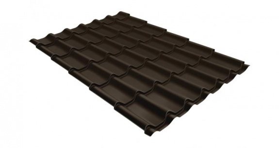 Металлочерепица классик Grand Line 0,5 GreenCoat Pural BT RR 32 темно-коричневый (RAL 8019 серо-коричневый)