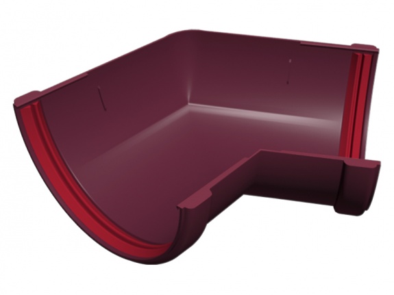 Угол желоба 135 град. универсальный ПВХ Grand Line бордо (RAL 3005)