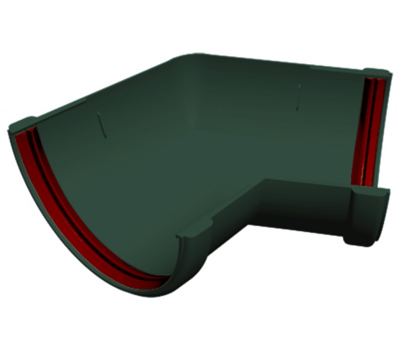 Угол желоба 135 град. универсальный ПВХ Grand Line зелёный (RAL 6005)