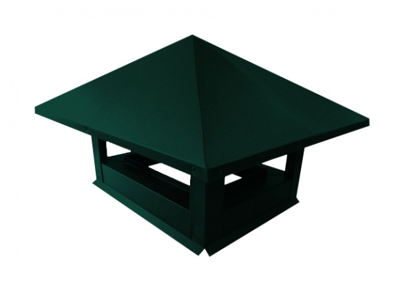 Дымник на трубу 520х390мм 0,5 Satin с пленкой RAL 6005 зеленый мох