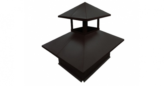 Дымник на трубу двойной 520х390мм 0,5 GreenCoat Pural BT, matt с пленкой RR 23 темно-серый (RAL 7024 мокрый асфальт)