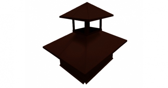 Дымник на трубу двойной 520х390мм 0,5 GreenCoat Pural BT, matt с пленкой RR 887 шоколадно-коричневый (RAL 8017 шоколад)