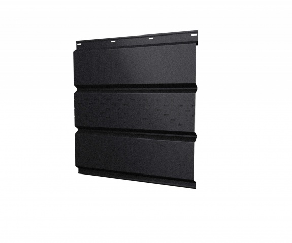 Софит металлический центральная перфорация 0,5 Quarzit lite с пленкой RAL 9005 черный