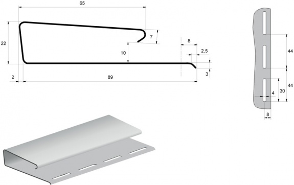 Наличник профиль J широкий 3,05 Grand Line белый