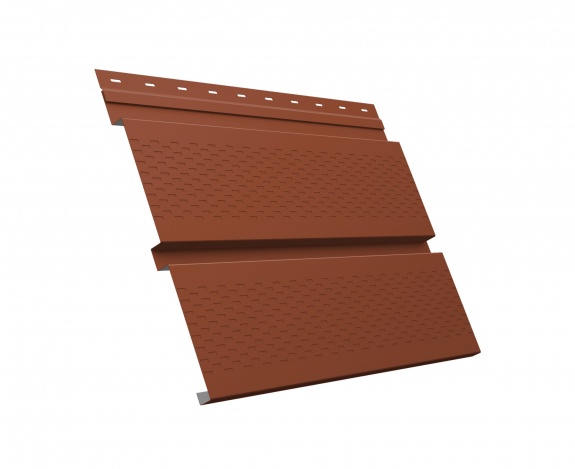 Металлический софит Квадро брус с перфорацией 0,5 Velur RAL 8004 терракота