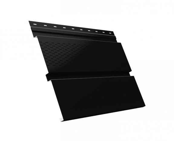 Металлический софит Квадро брус с перфорацией 0,5 GreenCoat Pural BT, matt RR 33 черный (RAL 9005 черный)