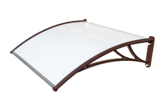 Козырьки Krovent из поликарбоната 1200х930х280 молочный (корич.кроншт)