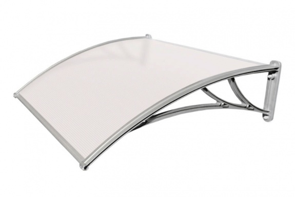 Козырьки Krovent из поликарбоната 1200х930х280 молочный с серебр. кронштейнами