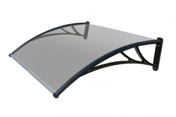 Козырьки Krovent из поликарбоната 1500х930х280 прозрачный (черный кроншт)