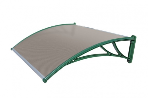 Козырьки Krovent из поликарбоната 1500х930х280 серебристый (зел. кроншт)