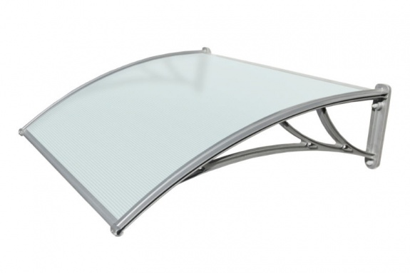 Козырьки Krovent из поликарбоната 1500х930х280 серебристый (сереб. кроншт)