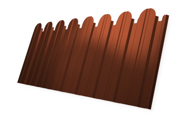 Профнастил С10B фигурный 0,45 PE с пленкой RAL 8004 терракота
