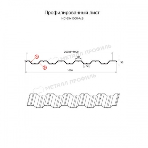 Профнастил НС-35x1000-B (ПЭ-01-3005-0,45)