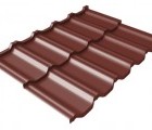 Металлочерепица модульная квинта Uno Grand Line c 3D резом 0,45 PE RAL 3009 оксидно-красный