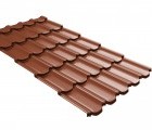 Металлочерепица квинта плюс Grand Line c 3D резом 0,45 Drap ST RAL 8004 терракота