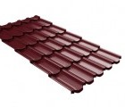 Металлочерепица квинта плюс Grand Line c 3D резом 0,5 PurLite Мatt RAL 3005 красное вино