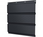 Софит металлический Классик в02 Grand Line центральная перфорация 0,45 Drap TwinColor с пленкой RAL 7024 мокрый асфальт