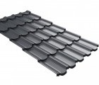 Металлочерепица квинта плюс Grand Line c 3D резом 0,5 GreenCoat Pural BT, matt RR 23 темно-серый (RAL 7024 мокрый асфальт)