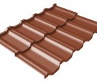 Металлочерепица модульная квинта Uno Grand Line c 3D резом 0,45 Drap RAL 8004 терракота