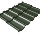 Металлочерепица модульная квинта Uno Grand Line c 3D резом 0,5 GreenCoat Pural BT, matt RR 11 темно-зеленый (RAL 6020 хромовая зелень)